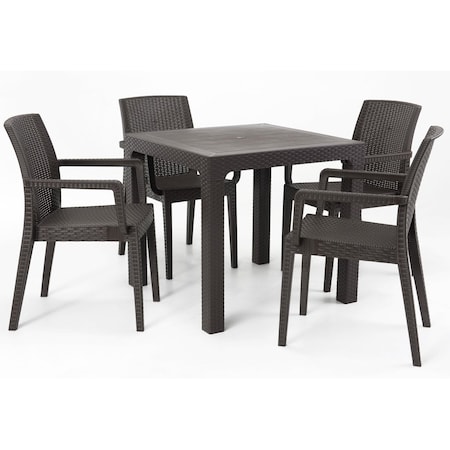 Rainbow Outdoor Siena 5-Piece Dining Set-Brown RBO-SIENA-BRW-5DA